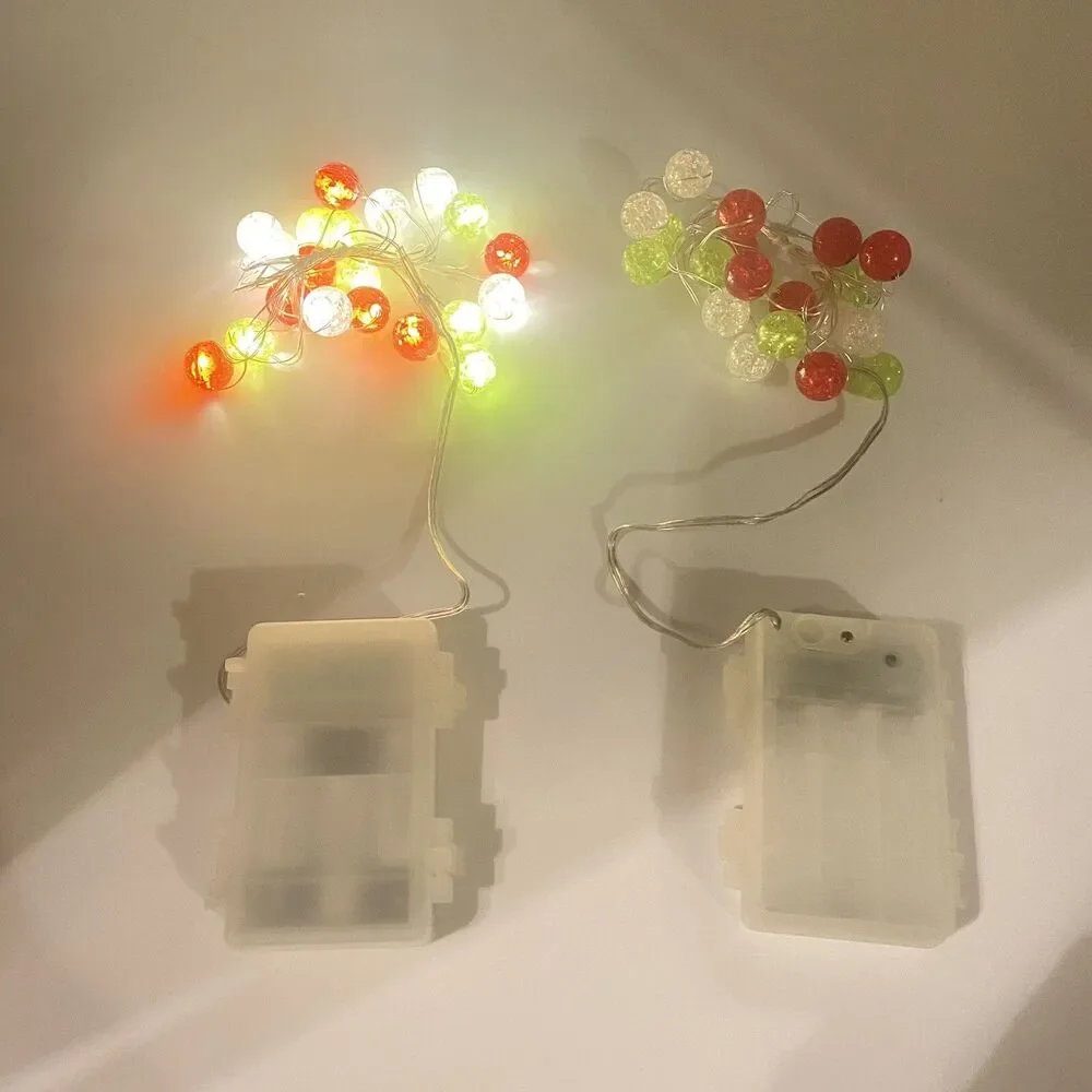 Set of 2 Pier 1 Multi Color Sphere Glimmer Strings Flexible LED Lights 10ft